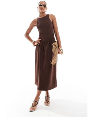 4th & Reckless Sleeveless Racerneck Drop Waist Midaxi Dress - Brown