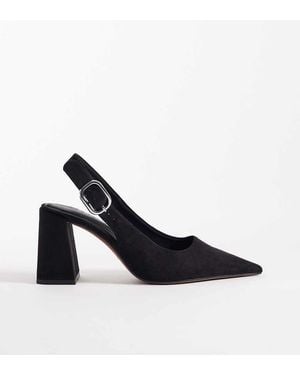 ASOS Wide Fit Surrey High Block Heeled Slingback Court Shoes - Blue