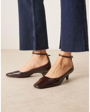 Mango Kitten Heeled Mary Jane With Ankle Strap - Blue