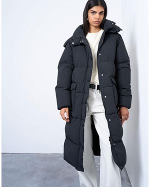 TOPSHOP Ultimate Longline Funnel Neck Puffer Jacket - Blue
