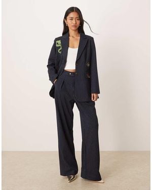 Never Fully Dressed Wide Leg Tailored Trousers - Blue