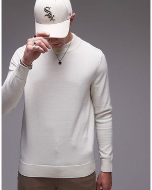 SELECTED Pull col montant en maille - crème - Gris