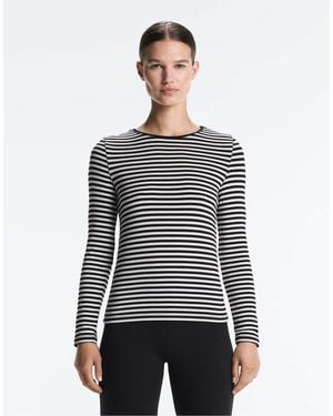 Oysho Fitted Striped Long Sleeve T-shirt - White