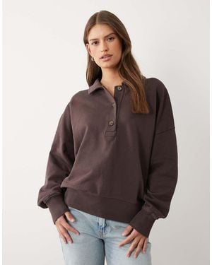 ARKET Pure Cotton Long Sleeve Rugby Polo Sweat - Brown