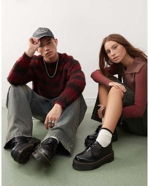 Dr. Martens Zapatos Negros Con 3 Ojales De Cuero Suave Con Suela Quad 1461 De Dr. Martens