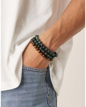 ASOS – 3er-pack armbänder mit halbedelsteinen - Grau