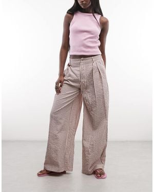 Daisy Street Asymmetric Placket Wide Leg Trousers - Multicolour