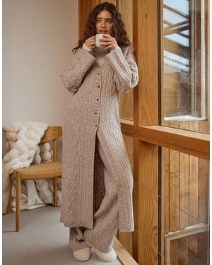 4th & Reckless Contains Wool Cable Knit Maxi Cardigan - Brown