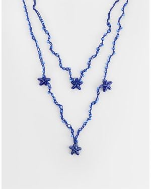 ASOS Collar De Varias Vueltas Con Cordón Turquesa Y Estrella De Mar - Azul