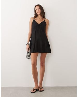 esmé studios Vestido Playero Corto Con Tirantes Anudados De Esmee - Negro