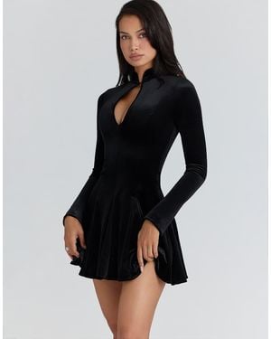 House Of Cb Stella Velvet Keyhole Mini Dress - Black