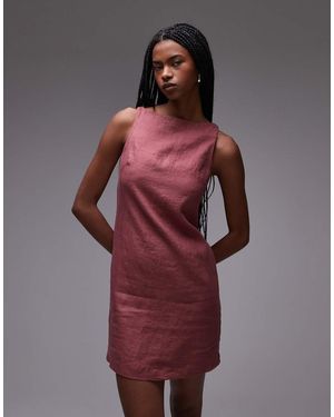 & Other Stories Linen Mini Dress With Boat Neck - Red