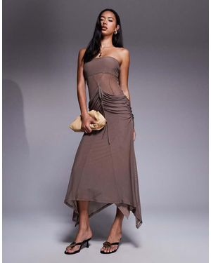 ASOS Mesh Corsetted Bandeau Maxi Dress - Purple