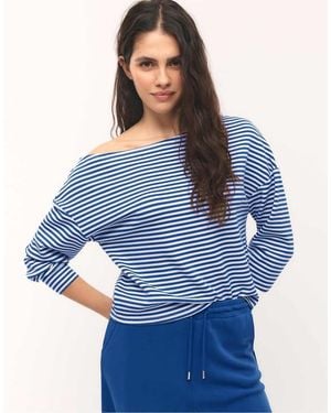 Stradivarius Soft-touch Exposed Shoulder Sweatshirt - Blue