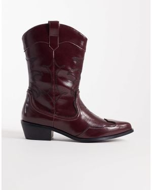 Glamorous Low Ankle Western Boots - Purple