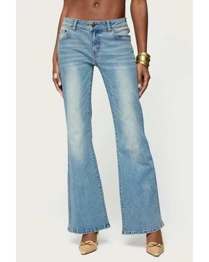 Edikted Jenni Washed Low Rise Flared Jeans - Blue