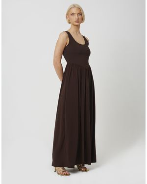 Brave Soul Ärmelloses ausgestelltes midikleid - Braun