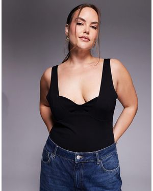 ASOS Asos Design Curve Polyamide Scoop Neck Bodysuit - Black
