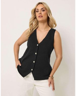 Yours Clothing Knitted Waistcoat - Black