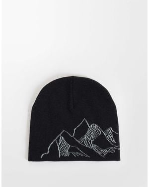Jack & Jones Beanie With Mountain Print - Black