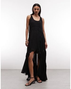 AllSaints – dorina – ärmelloses, gerafftes midikleid - Schwarz