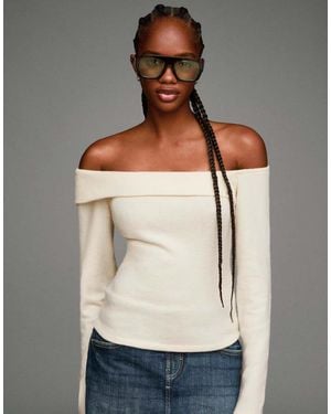 Bershka Soft Asymmetric Knit Jumper - Grey