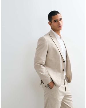 SELECTED Co-ord Linen Blend Regular Suit Jacket - Natural