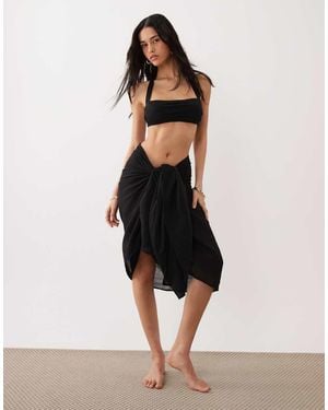 ASOS Beach Cotton Crinkle Maxi Sarong - Black