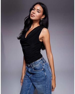 ASOS Slinky Cowl Drape Top - Blue