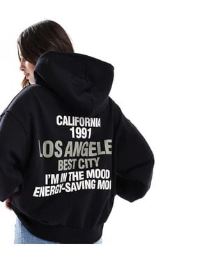 Pull&Bear Hoodie Met La-Print - Zwart