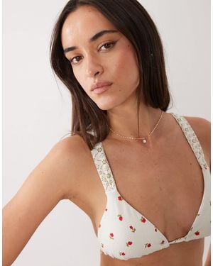 Rhythm Ditsy Floral Triangle Bikini Top - Brown