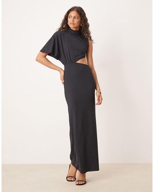 ASOS Cape Sleeve Asymmetric Cut Out Maxi Dress - Black