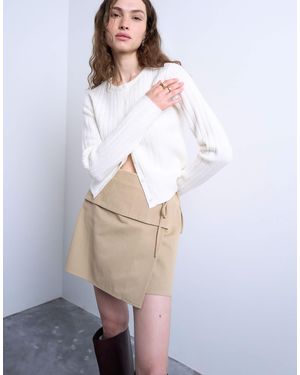 TOPSHOP Wrap Tailored Mini Skirt - White