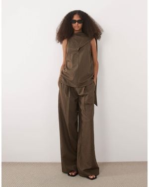 Mango Tatu Tie Front Pleat Front Straight Trouser Co-Ord - Brown