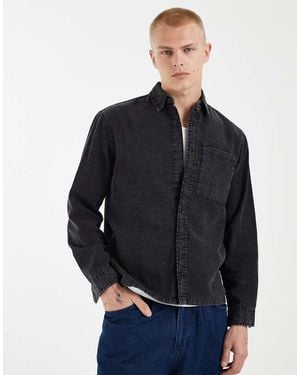 Redefined Rebel Boxy Oversized Denim Shirt - Blue