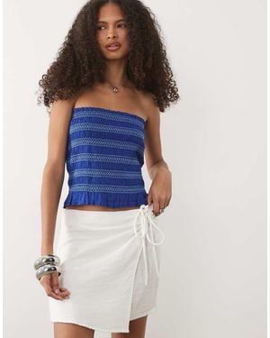 Mango Teen 100% Cotton Wrap Mini Skirt - Blue