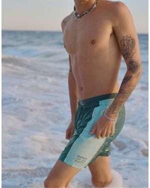 Pull&Bear Panelled Swimming Trunks - Blue