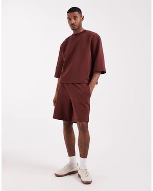 ASOS Oversized Longer Length Jersey Bermuda Shorts - Red