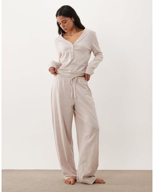 ASOS Mix & Match Cotton Pajama Pants - Natural
