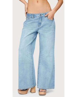 Edikted Petite Low Rise Wide Leg Jeans - Blue