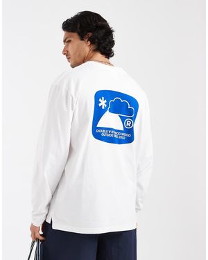 DOUBLE A by WOOD WOOD 100% Cotton Liam Outsider Graphic Long Sleeve T-shirt - White