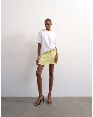 TOPSHOP Mixed Fabric Satin Flippy Mini Skirt - White