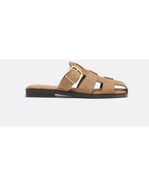Stradivarius Backless Leather Cage Sandals - White