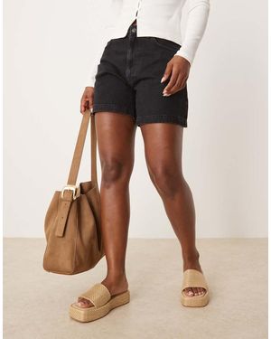 ASOS Pantalones Cortos Vaqueros Negros Acampanados De Corte Alargado De