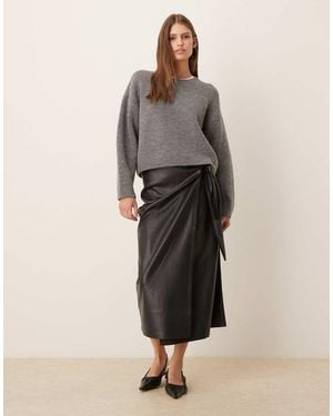 Never Fully Dressed Jaspre Pu Midi Skirt - Natural