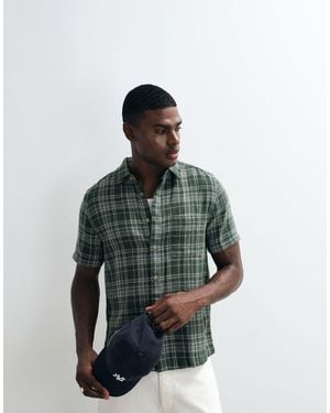 ASOS Regular Fit Textured Check Shirt - Green