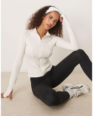 Gina Tricot Sports Seamless Zip Up Jacket - White