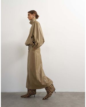 TOPSHOP Midi Barrelrok Van Imitatieleer - Naturel