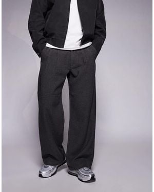 Prohibited Double Pleated Wool Look Club Pants - Black