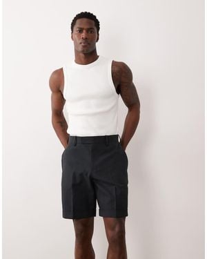 ASOS Linen Rich Tailored Regular Shorts - Black